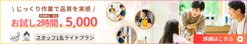 短時間・スピーディーを経験 お試し2時間¥5,000 スタッフ1名ライトプラン