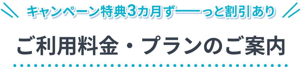 キャンペーン特典3カ月ずーっと割引あり ご利用料金・プランのご案内