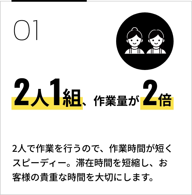 2人1組、作業量が2倍