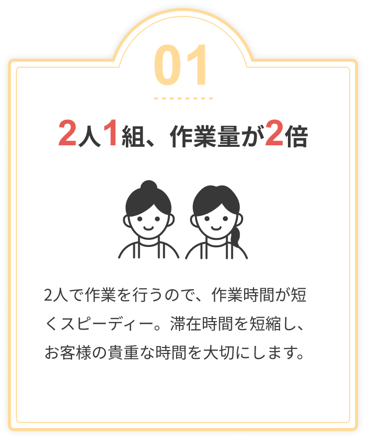 2人1組、作業量が2倍
