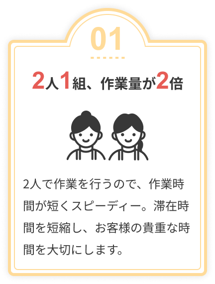 2人1組、作業量が2倍