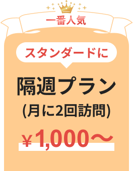 一番人気 スタンダードに隔週プラン (月に2回訪問) ¥1,000~